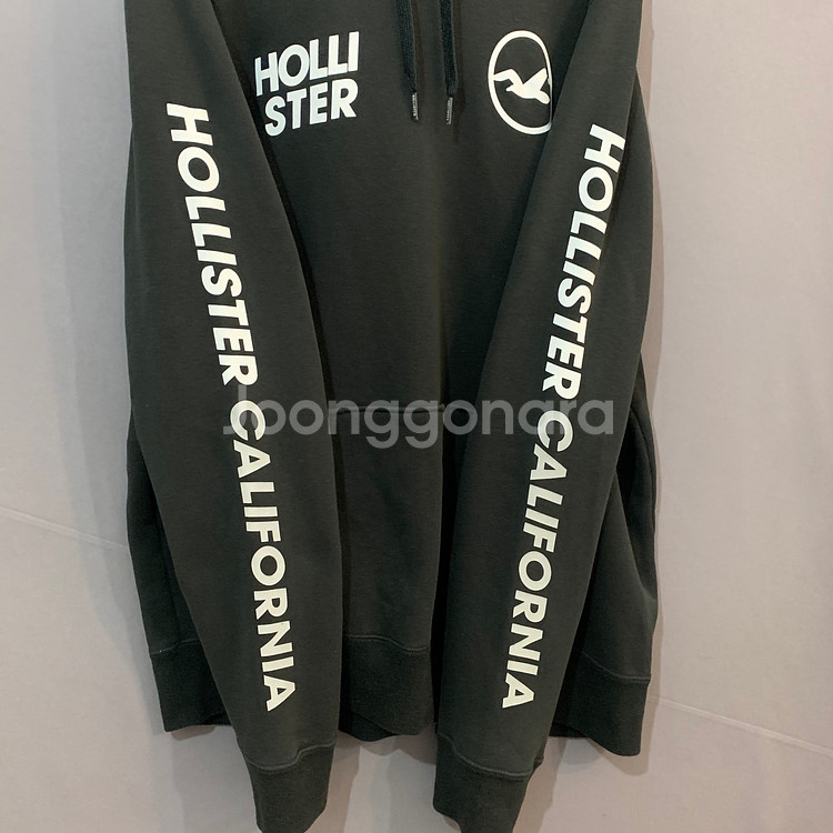 XL 홀리스터 레터링 프린팅 오버핏 기모 후드티--3