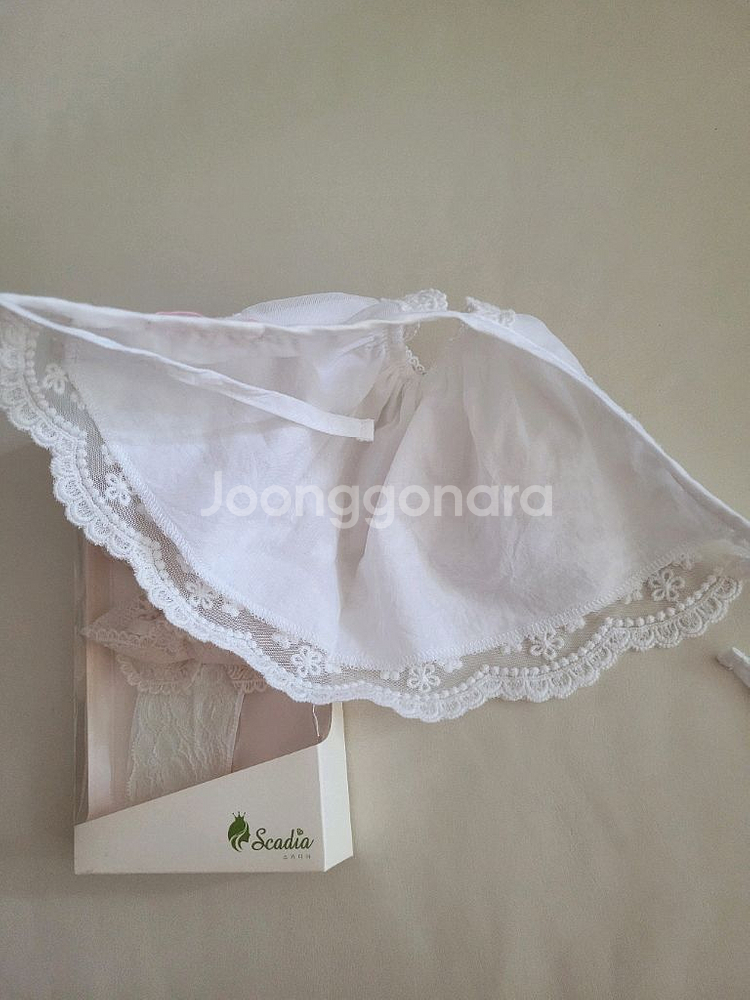 스카디아 아기레이스밴드 레이스보넷 새상품수준 촬영때예쁨--4