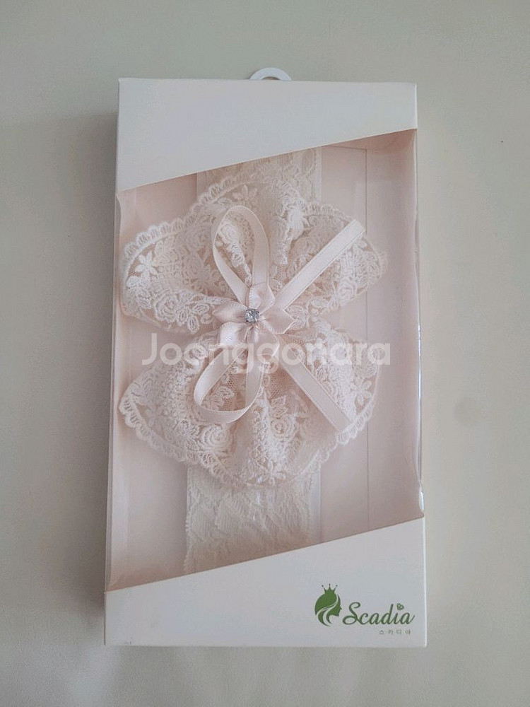 스카디아 아기레이스밴드 레이스보넷 새상품수준 촬영때예쁨--1