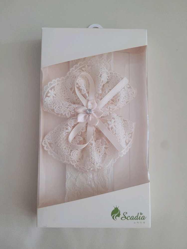 스카디아 아기레이스밴드 레이스보넷 새상품수준 촬영때예쁨--1