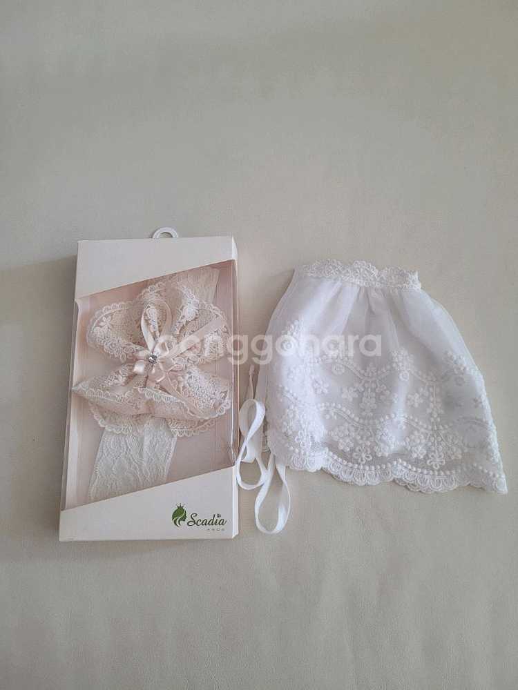 스카디아 아기레이스밴드 레이스보넷 새상품수준 촬영때예쁨--0