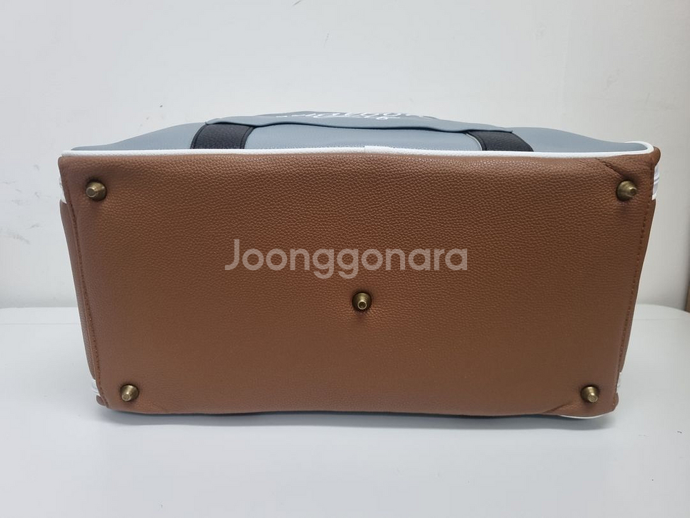 말본 컬러블록 보스턴백 (다크민트)--6