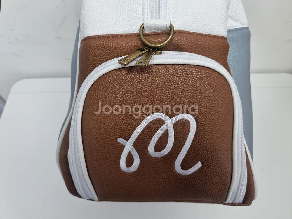 말본 컬러블록 보스턴백 (다크민트)--7