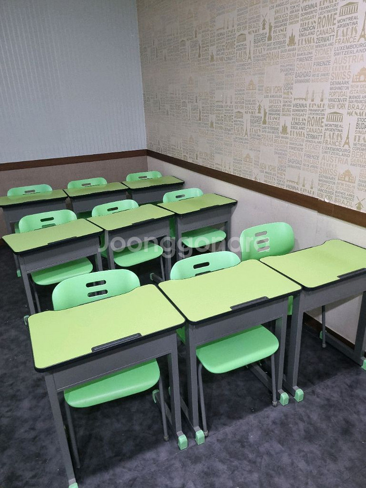 그린 학원용 책걸상 세트--1