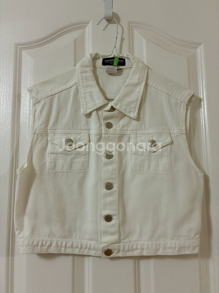 아메리칸어패럴 화이트 데님 베스트--0