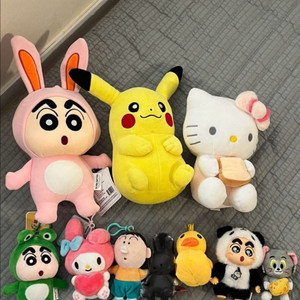 인형 9개 묶음 판매(짱부부,짱구,키티 등)