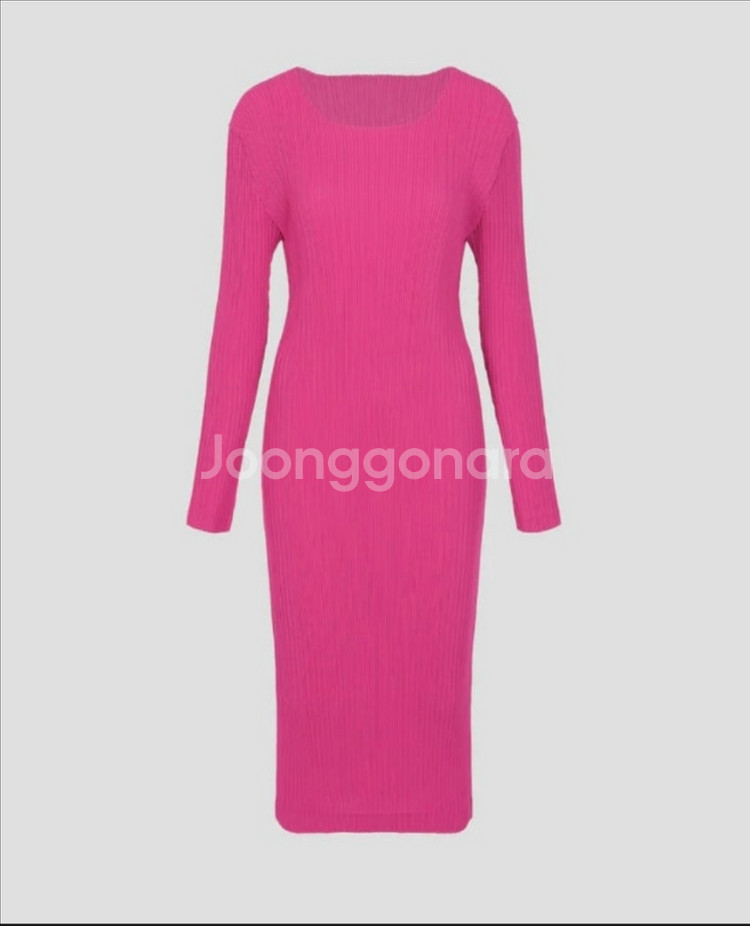 이세이미야케 해칭 긴팔 원피스 핑크--0