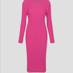 이세이미야케 해칭 긴팔 원피스 핑크