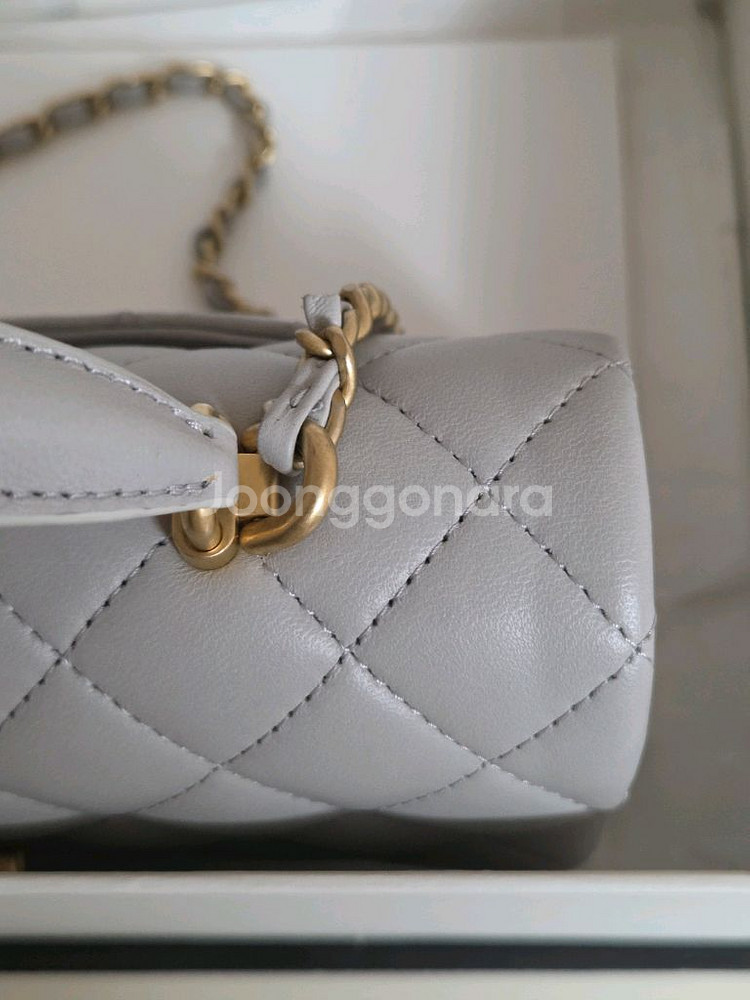 샤넬 뉴미디 탑핸들 그레이--5