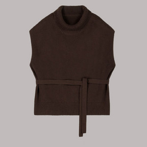 유메르 umer 루즈 터틀 캐시 롱 베스트 딥브라운