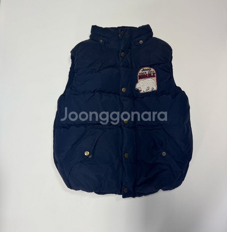 여성 지프 Jeep 뒷 프린팅 덕 디운 네이비 조끼패딩--0