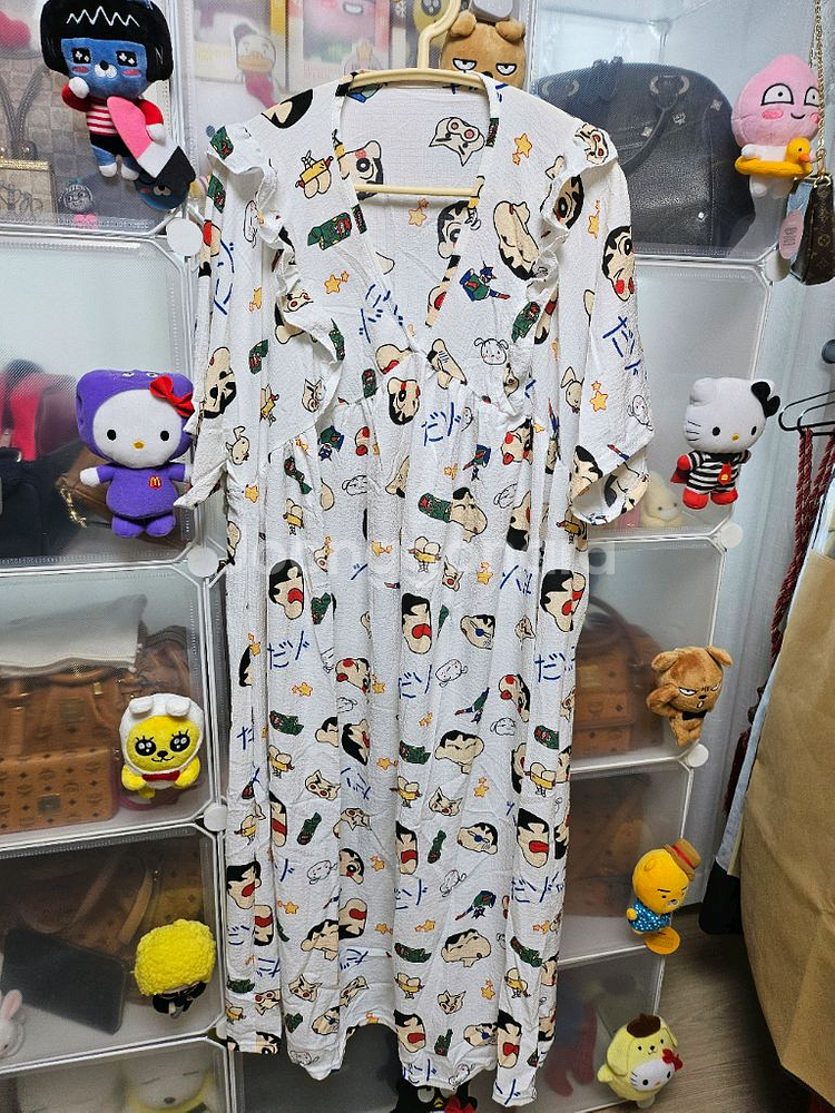 짱구 잠옷 원피스 빅사이즈 롱원피스 잠옷 2종세트--1