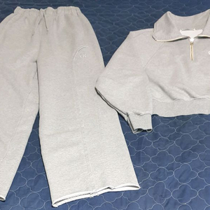 커렌트 하프넥 반짚업 세트 멜란지 그레이