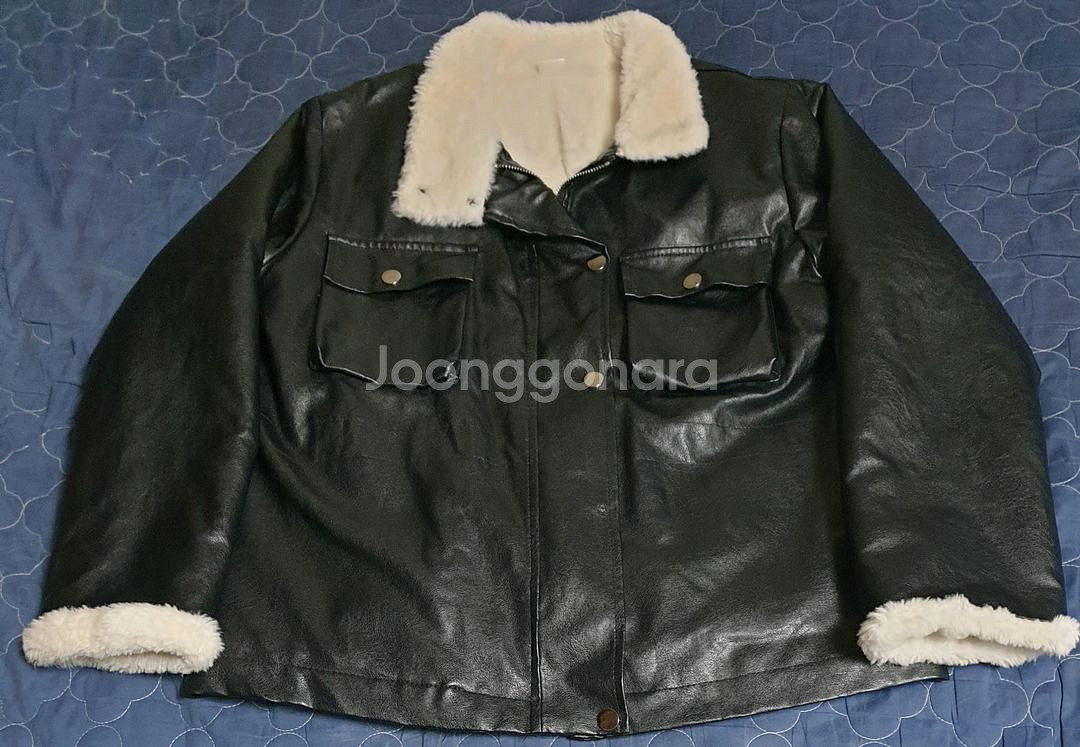 무스탕 가죽자켓 블랙 (L)--0