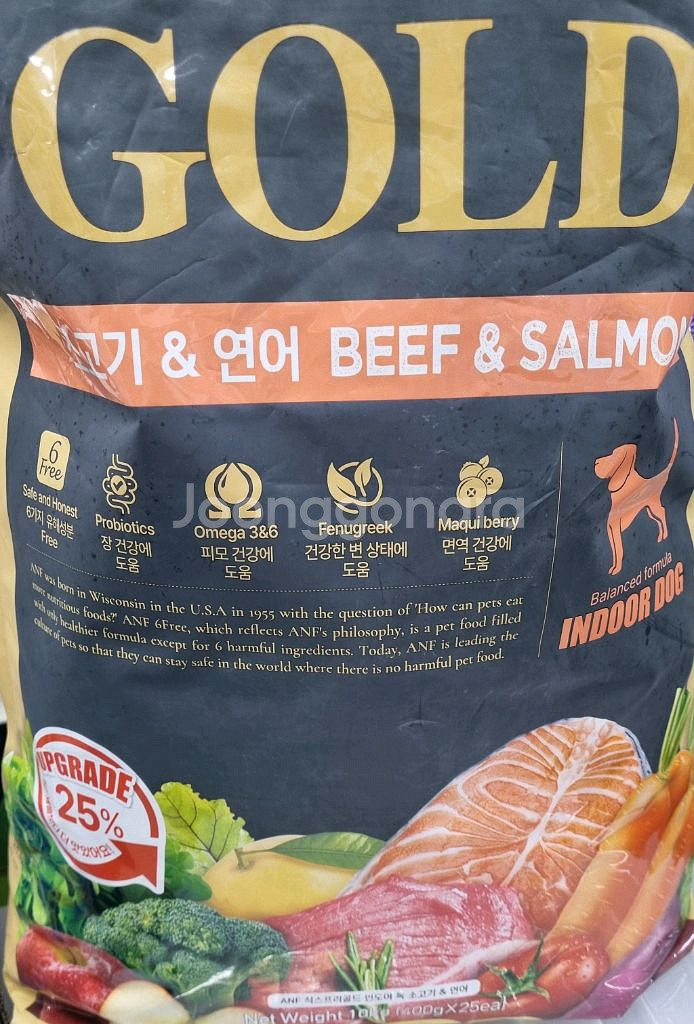 ANF 식스프리골드 인도어 독 소고기&연어 10kg--0