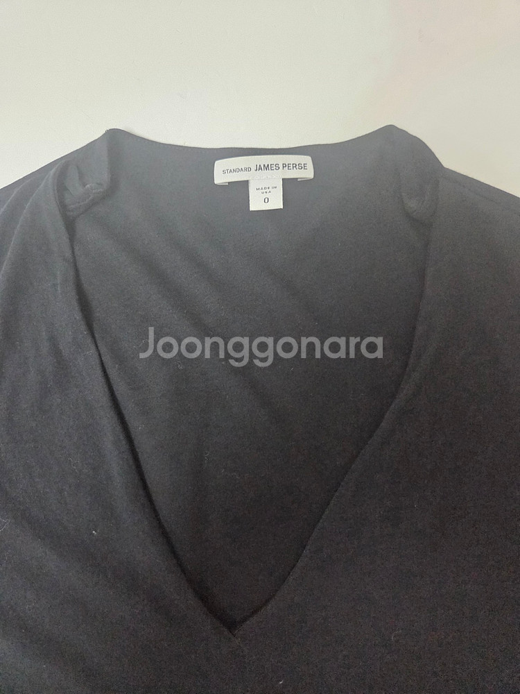 제임스펄스 브이넥 반팔 롱원피스 블랙(XS)--3