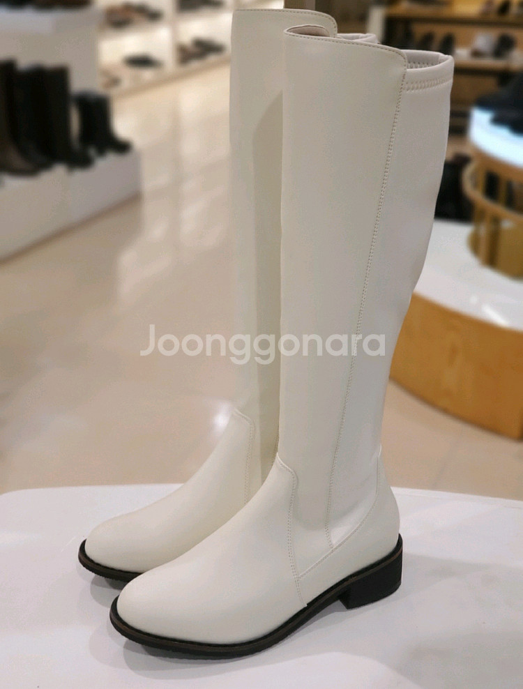 미소페 소가죽 롱부츠 부츠 화이트 아이보리 240--0