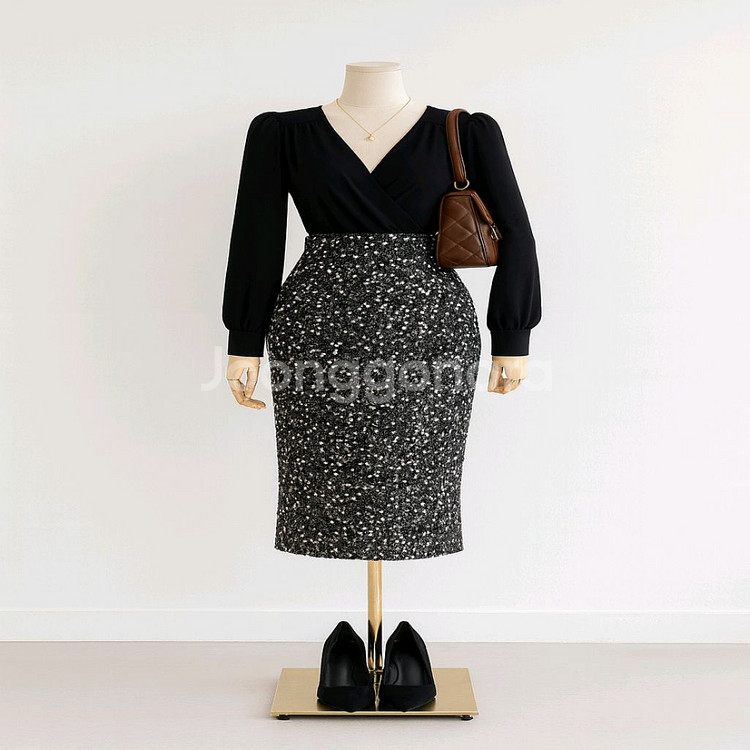 브이넥 패드 퍼프 랩 크롭 티셔츠(2color)ㅡ무배--5