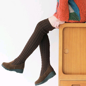 새상품 급매) 니하이 삭스 니트 롱 부츠 접어서 셔링