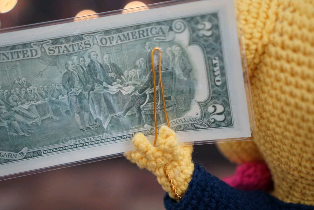 손뜨개 행운의 2달러 꿀꿀이 인형 개업선물--5