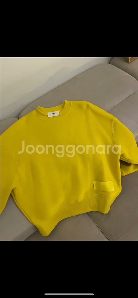아미 새틴라벨 맨투맨 티셔츠--0