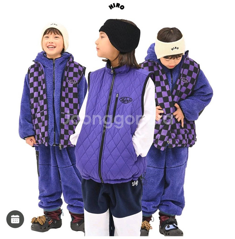 히로 체커 후리스 네온, 체커보드 리버서블 조끼--1