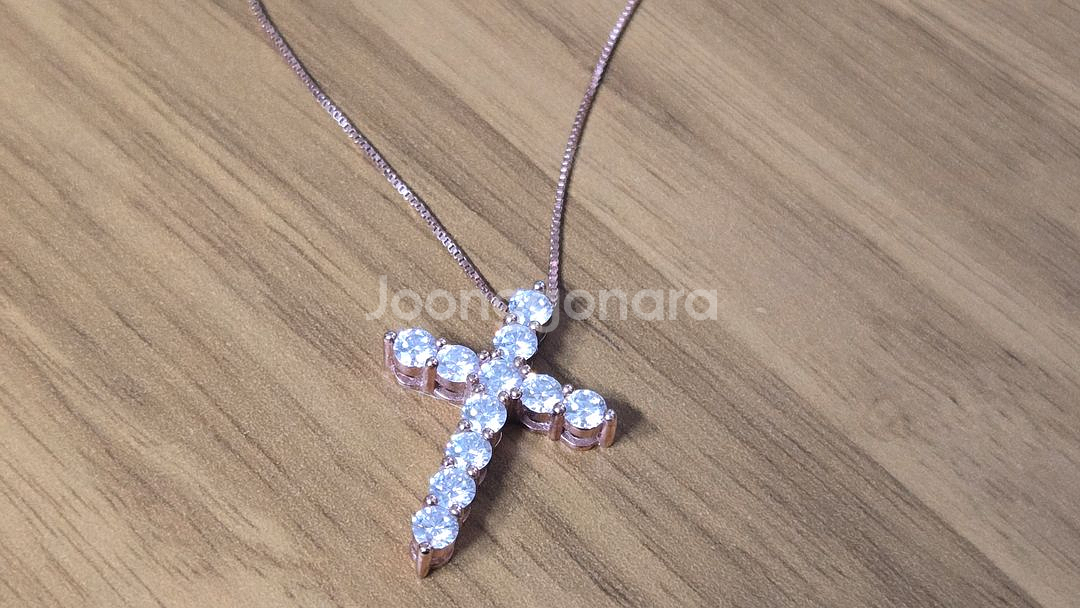 모이사나이트 랩다이아 4mm 로즈골드 목걸이--1