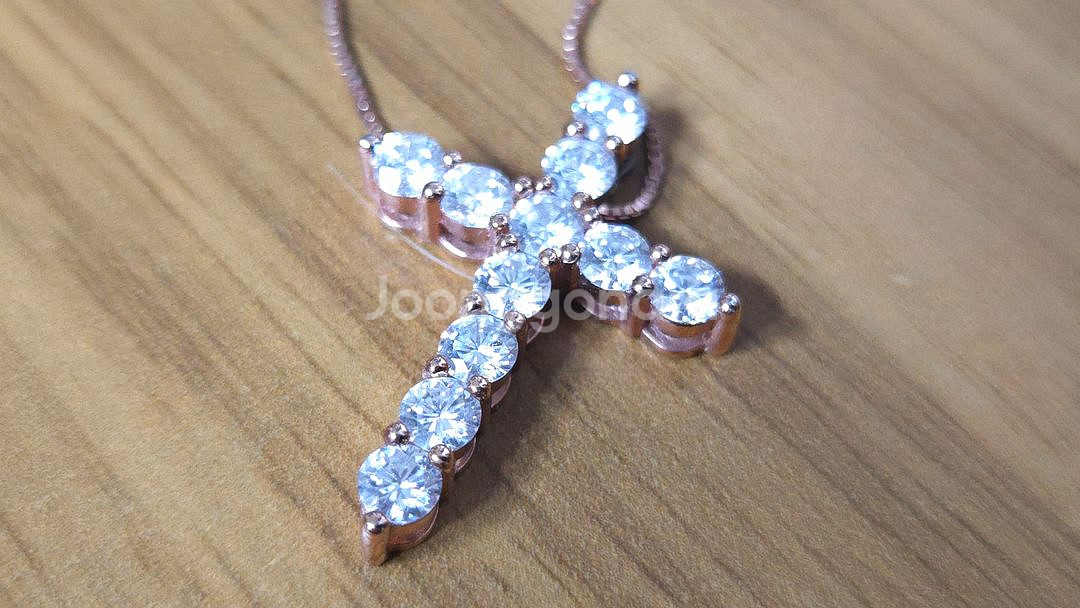 모이사나이트 랩다이아 4mm 로즈골드 목걸이--0