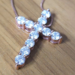 모이사나이트 랩다이아 4mm 로즈골드 목걸이