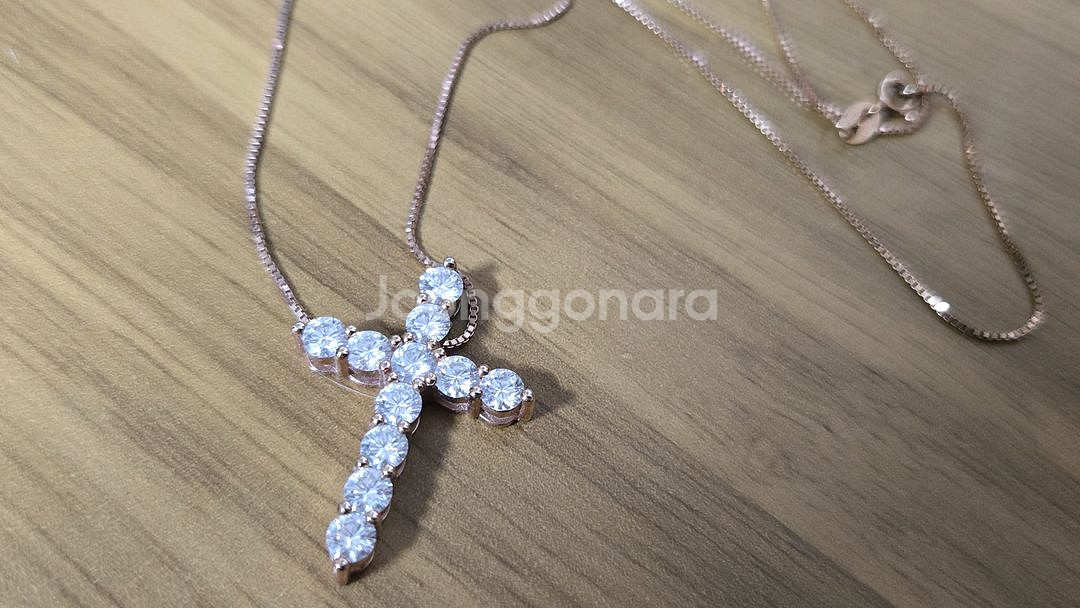 모이사나이트 랩다이아 4mm 로즈골드 목걸이--3