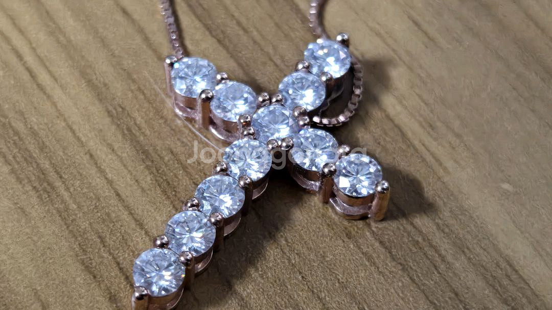 모이사나이트 랩다이아 4mm 로즈골드 목걸이--2