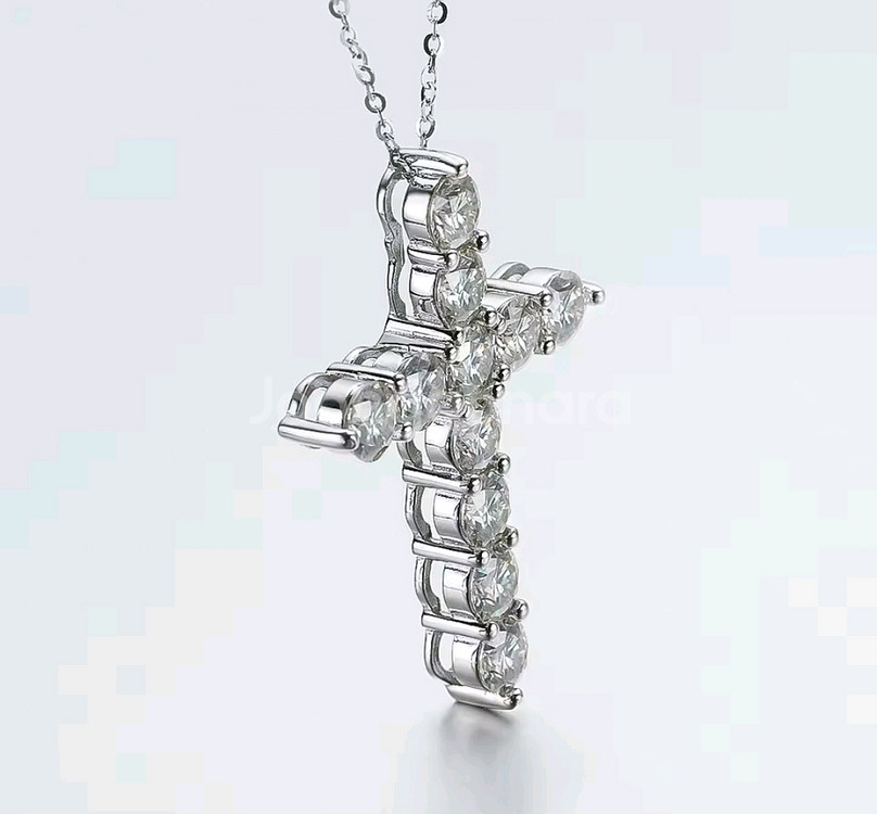 모이사나이트 랩다이아 4mm 로즈골드 목걸이--8