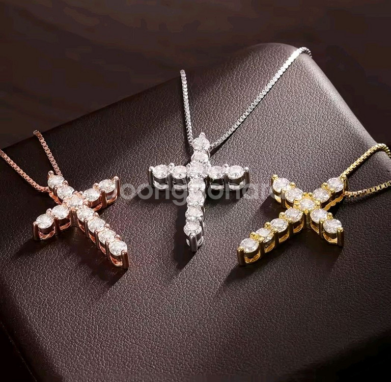 모이사나이트 랩다이아 4mm 로즈골드 목걸이--6