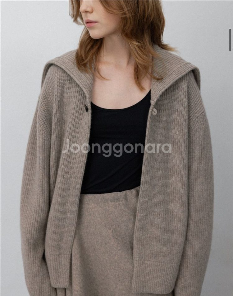 우마몽 니트 후드자켓 M--1