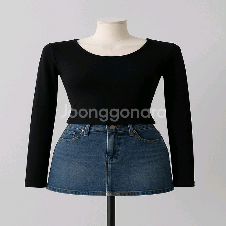 골지 U넥 슬림핏 이너티 데일리 기본티(3color)--8