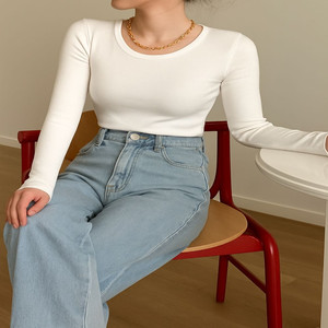 골지 U넥 슬림핏 이너티 데일리 기본티(3color)