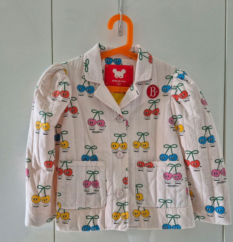 베베드피노 울오버 체리 퀼팅자켓 130. +헤어밴드--3