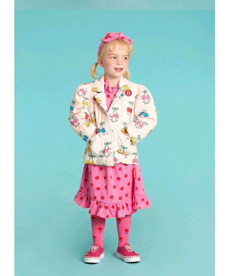 베베드피노 울오버 체리 퀼팅자켓 130. +헤어밴드--1