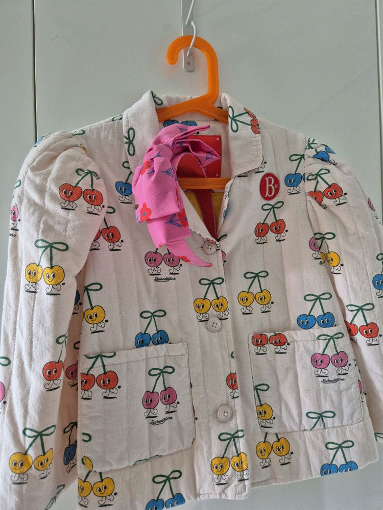 베베드피노 울오버 체리 퀼팅자켓 130. +헤어밴드--7