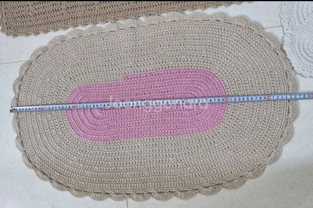 핸드메이드 수제 손뜨개 매트 방석 3개 일괄--1