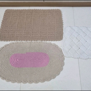 핸드메이드 수제 손뜨개 매트 방석 3개 일괄