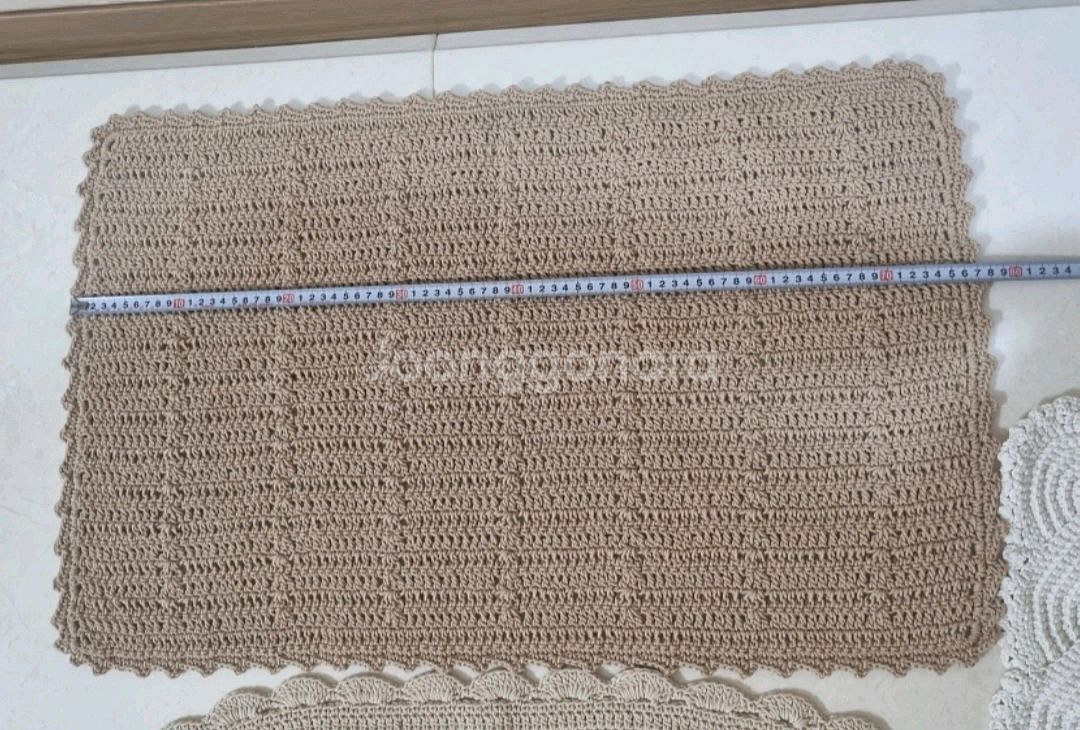 핸드메이드 수제 손뜨개 매트 방석 3개 일괄--2