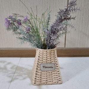 인테리어 라탄 꽃병 + 조화 라벤더 세트