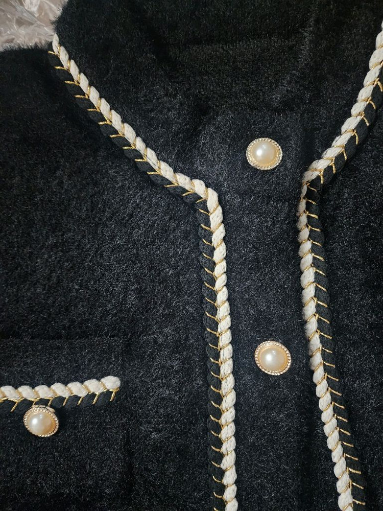 새것66 검정니트가디건 털가디건 자켓 트위드 미디자켓 이미지