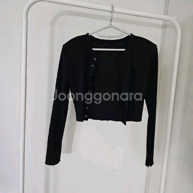 크롭 골지 오픈 가디건--0