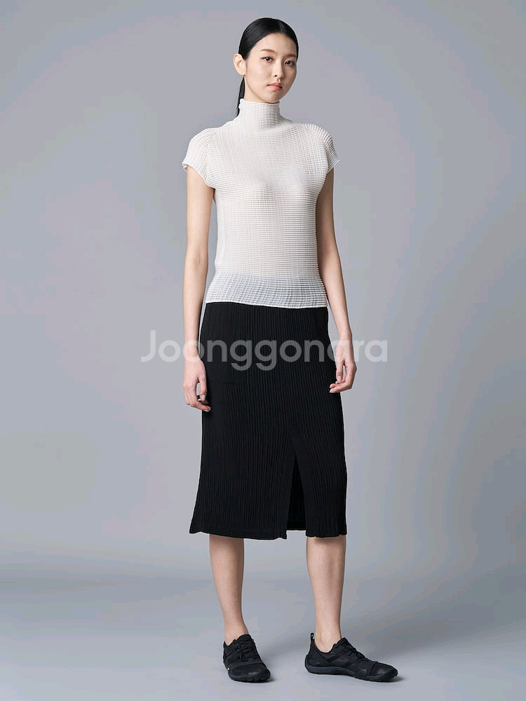 이세이미야케 울리 탑/해칭 스커트 ,플리츠플리즈--1