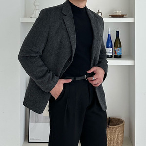 울 헤링본 블레이저