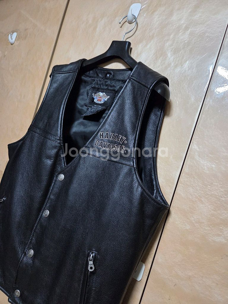 할리데이비슨 정품 가죽 조끼 거의새제품--1