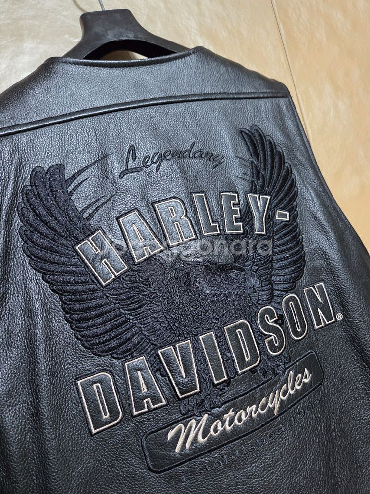 할리데이비슨 정품 가죽 조끼 거의새제품--6