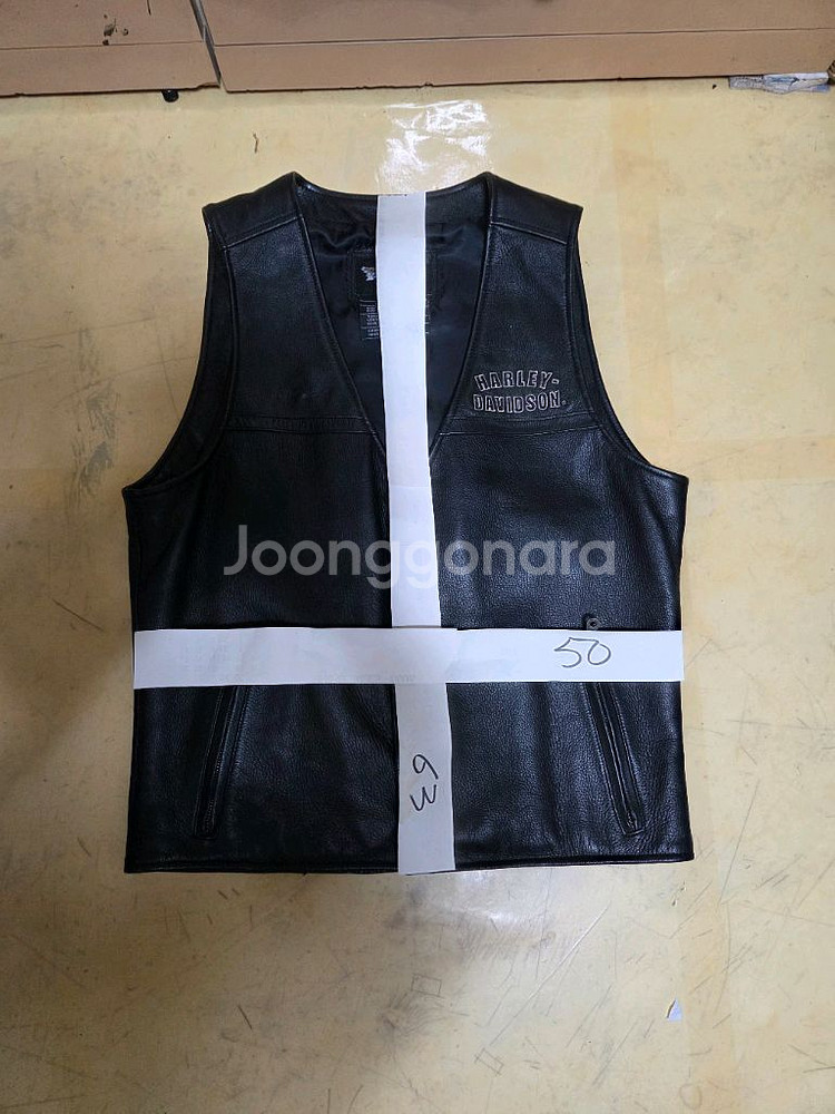 할리데이비슨 정품 가죽 조끼 거의새제품--9